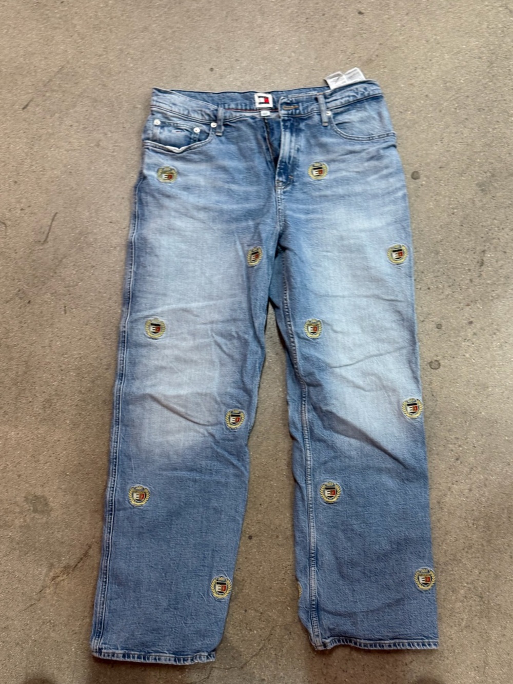 Tommy Hilfiger Light Blue Relaxed Fit Jeans with Embroidered Patches